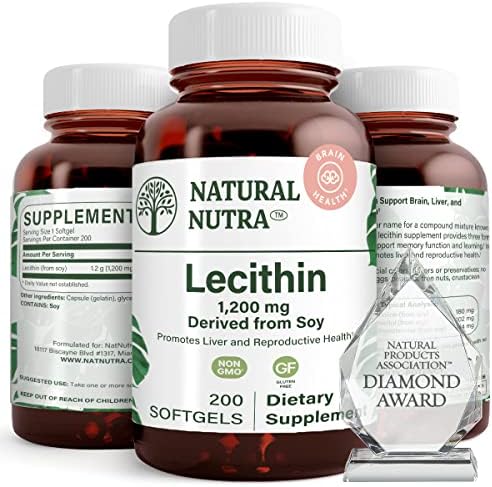 Natural Nutra Soy Lecithin 1200mg Supplement, 100 Soy Lecithin Softgels | Brain & Liver Support, Memory Support, Soy Lecithin Breastfeeding Formula
