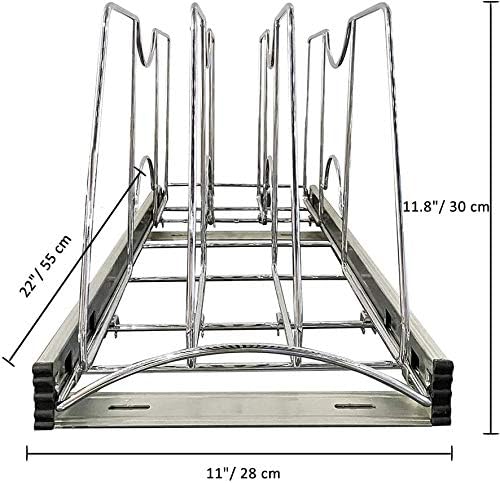 Pull Out Cookie Sheet Organizer, 11" W x 22" D x 11.8" H, Chrome