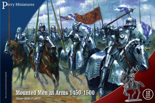 Perry Miniatures WR40 Mounted Men At Arms 1450-1500 28mm 1:56 12 cavalry figures 8 flags by Perry Miniatures
