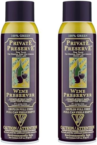 Private Preserve Wine Preservation System | 100% Green Gas Based | Suitable For All Wine, Port, Sake, Cognac, Whiskey, Fine Oil & Vinegar (Pack of 2)