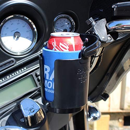 RAM MOUNTS Tough-Claw Cup Holder with B Size 1" Ball, Self-Leveling | Holds drinks up to 16 oz, clamps to handlebars and rails