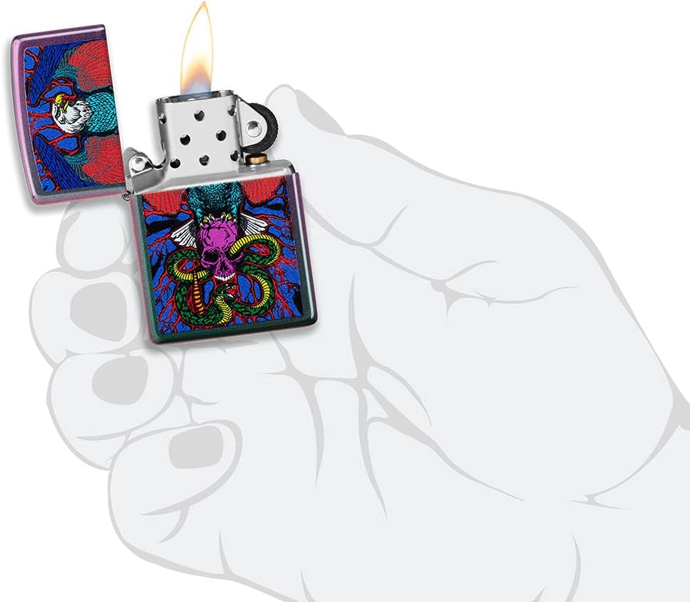 Zippo Eagles Dare Pocket Lighter - Refillable Flip-Top Windproof Lighters - Fierce Soaring Eagle Patriotic Design Pocket Lighters - Luxury Metal Lighter Made in USA