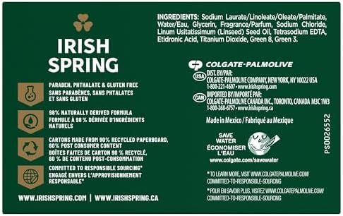 Irish Spring Original Scent Bar Soap 3.2 oz. Pack of 2