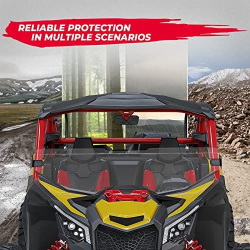 KEMIMOTO X3 Half Windshield Compatible with Can-Am Maverick X3 & Max | Clear Standard Hard Polycarbonate Front Window Clear Rubber Strip Edge