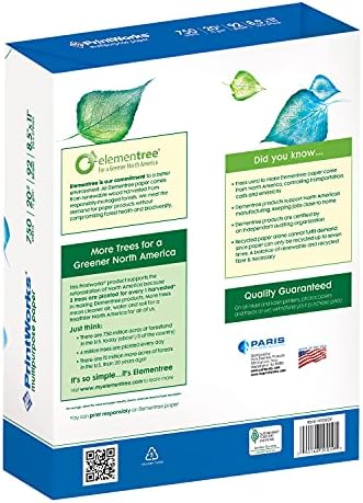 PrintWorks Multipurpose Paper, 20 Pound, 92 Bright, 200 Sheets, 8.5x11 Inches (00019), White