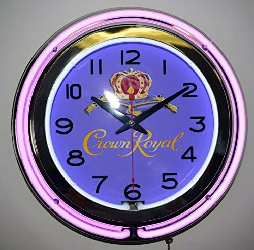 Crown Royal Whisky Logo Purple Double Neon Advertising Clock Man Cave Bar Decor