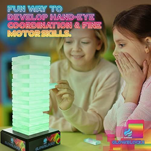 Glowsphere Glowblocks Light-Up Tumbling Tower Game, First Ever LED Building Blocks Stacking Game