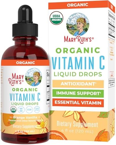 MARYRUTH'S Organic Vitamin C Supplement | Liquid Vitamin C Liquid Drops for Adults & Kids | Immune Support Supplement for Overall Health | Vegan