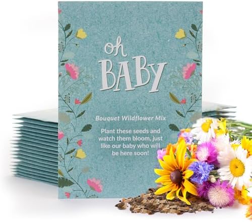 BENTLEY SEED CO. Oh Baby Flower Seeds Packets - Girl/Boy Baby Shower Favors - Pre-Filled