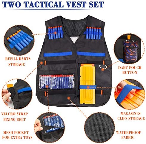 2 Pack Kids Tactical Vest Kit for Nerf Guns Game N-Strike Elite