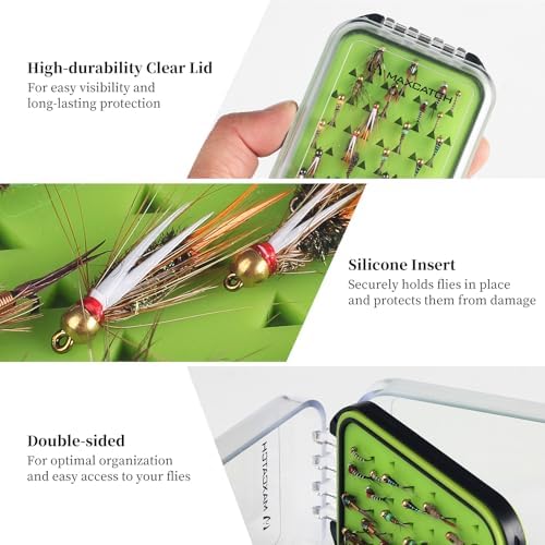 Maxcatch Nymph Fly Fishing Flies Kit for Trout, 24-Piece Assortment with Waterproof Pocket Box, Hand-Tied, Travel-Friendly