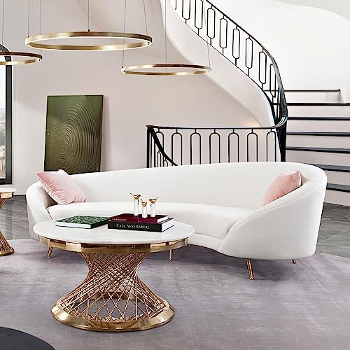 Celine Curved Sofa in Light Cream Velvet