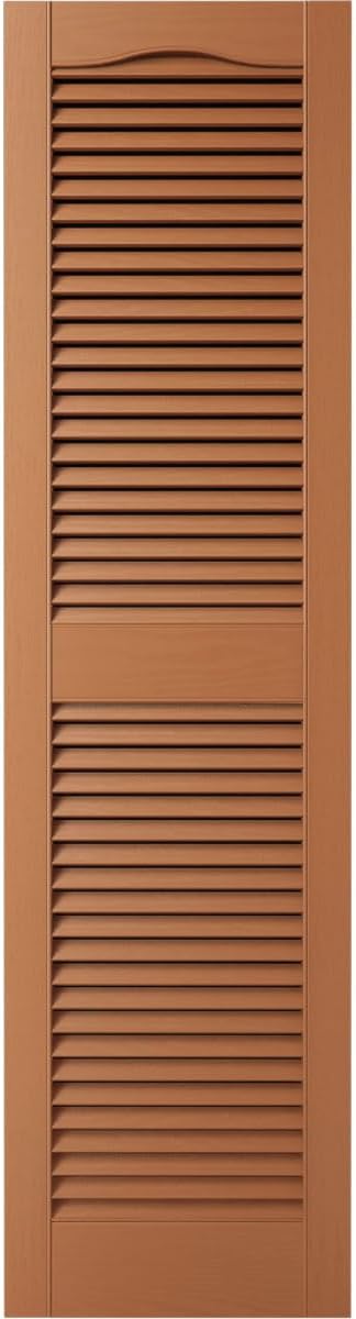 Ekena Millwork 14.5 in. W x 48 in. H Builders Edge, Standard Cathedral Top Center Mullion, Open Louver Shutters, Includes Matching Installation Spikes (Per Pair), 002 - Black