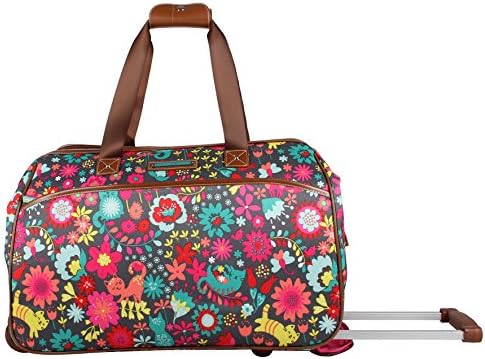 Lily Bloom Pattern 22 Inch Duffel Bag with 2-Rolling Wheels, Weekender Overnight Travel Lightweight Carry-On Suitcase For Women