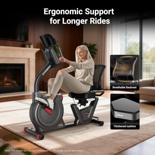 Recumbent Exercise Bike for Home and Seniors, 450 LB Capacity | Comfortable Seat, Easy Step-Through Frame and Quiet Magnetic Resistance for Smooth