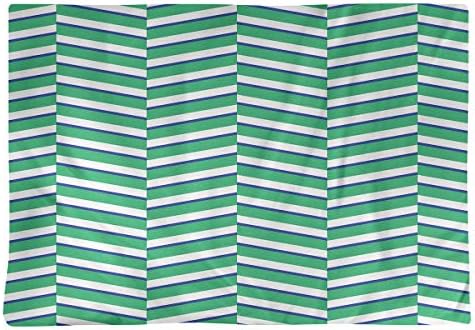 Dana Strider Two Color Fractured Stripes Table Placemat, 18 x 14, Green & Navy Blue