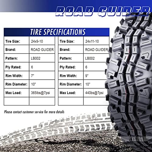 ROADGUIDER Full Set ATV Tires 24x9-10 & 24x11-10 for 2017 Kawasaki Mule SX