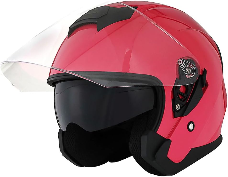 1Storm Motorcycle Open Face Helmet Scooter Classical Knight Bike Dual Lens/Sun Visor: HJK526
