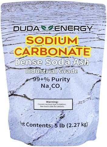 Duda Energy 50 lb Pail of Pure Sodium Carbonate Dense Soda Ash Na2CO3 pH Adjust Chemical Spa Pool Cleaning Dishwasher, White