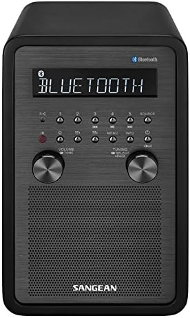 Sangean WR-50P AM/FM Bluetooth Wood Cabinet Tabletop Stereo Digital Receiver, Black