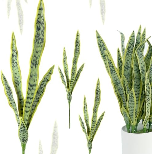 summer flower 23in Snake Plant Artificial Leaf Set 21pcs Faux Sansevieria Plant Leaves Tall Fake Snake Greenery Outdoor 4 Sizes for Indoor Home