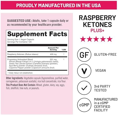 NatureWise Raspberry Ketones Plus with Green Tea Extract, Cayenne Pepper & Acai Berry - Supports Weight Management