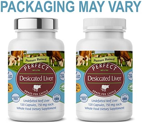 Perfect Supplements – Perfect Desiccated Liver – 120 Capsules - Undefatted Beef Liver – Natural Source of Protein, Iron, Vitamins A & B