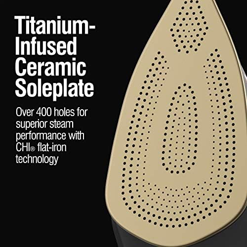 CHI Steam Iron for Clothes with Vertical Steam Burst, 8" Retractable Cord | Titanium Ceramic Soleplate, Electronic Temperature Control, 1700 Watts