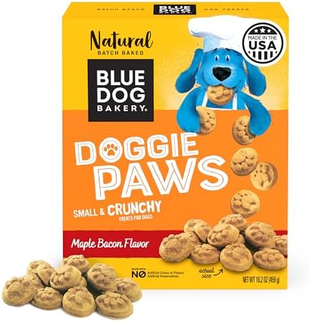 Blue Dog Bakery Natural Dog Treats, Doggie Paws, Maple Bacon Flavor, 16.2oz (1 Count) | Crunchy Oven-Baked Dog Treat Biscuits, Maple Bacon Flavor, Made with Real Premium Wholesome Ingredients in the USA