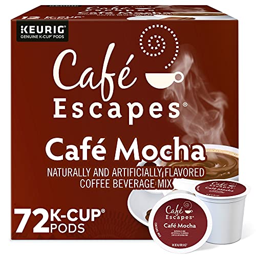 Cafe Escapes, Cafe Mocha Coffee Beverage, Single-Serve Keurig K-Cup Pods, 48 Count (2 Boxes of 24 Pods)
