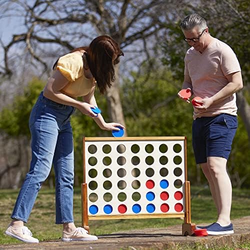Giant 4 Connect in a Row with Carrying Case and Stained and Finished Legs and Frame