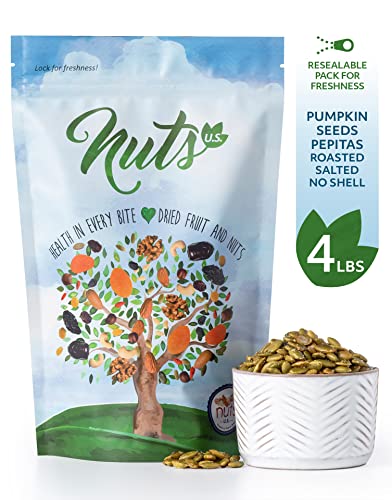 NUTS U.S. - Pumpkin Seeds (Pepitas) | Roasted and Salted | No Shell | Vegan and Gluten Free | Packed in a Resealable Bag!!! (2 LB)