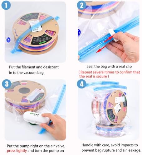 30 Pcs Filament Vacuum Storage Bags with Upgraded Pump for 3D Printer Accessories