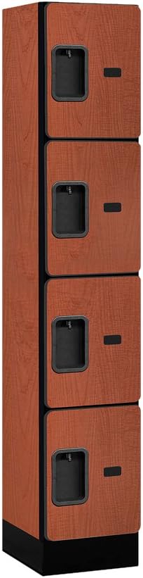 Salsbury Industries Four Tier Designer Wood Locker, Mahogany, 6' 3" x 18"