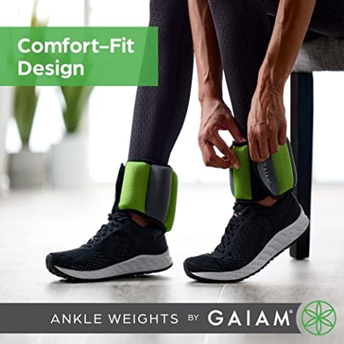 Gaiam Ankle Weights, Wearable Bracelet to Strengthen, Tone & Sculpt, Adjustable Ankle Weights for Women & Men for Yoga, Dance, Pilates, Barre, Cardio