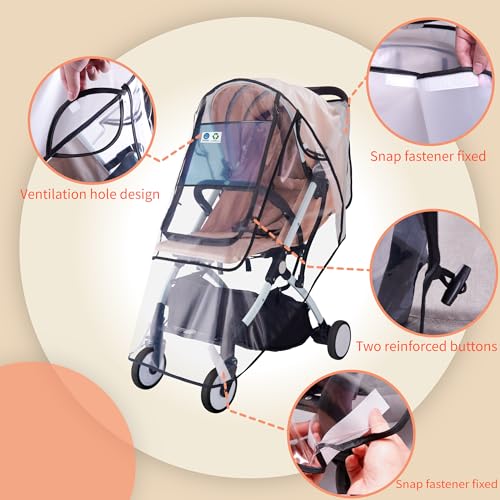 Bemece Stroller Rain Cover, Universal Stroller Accessory, Baby Travel Weather Shield, Windproof and Waterproof, Protect from Dust and Snow