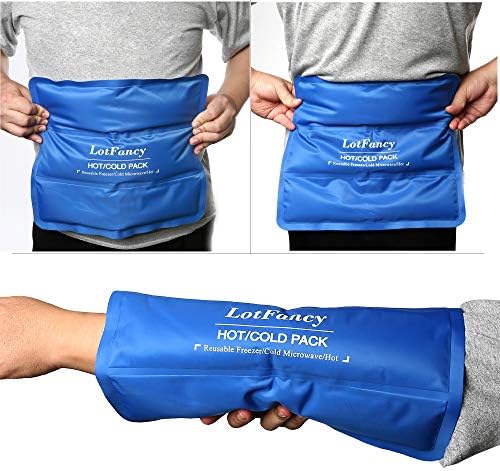 LotFancy Ice Pack for Injuries, Pack of 2, Reusable Hot Cold Pack for Therapy, Cooling or Heating Pad for First Aid, Back Shoulder Neck Head Feet Pain Relief, 11 x 5 Inches