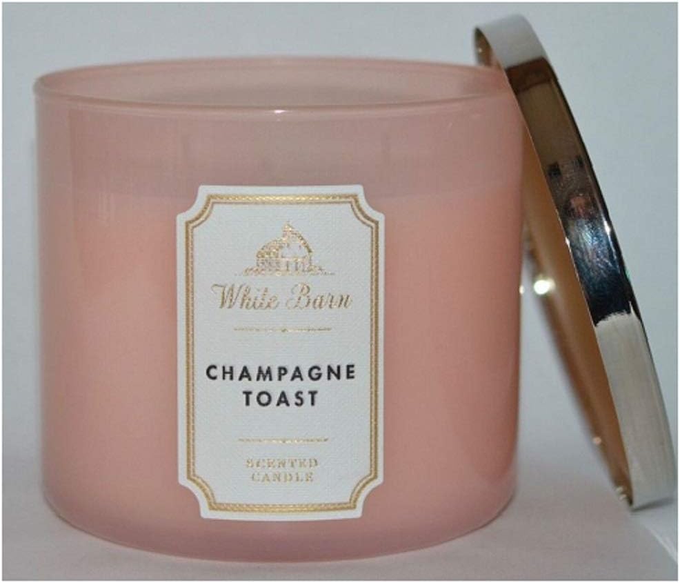 Bath and Body Works White Barn Champagne Toast 3 Wick Candle 14.5 Ounce Basic White Barn Label