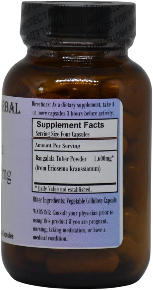 Barlowe's Herbal Elixirs Bangalala (Eriosema Kraussianum) | Powder Capsules | 400mg Per Capsule | South African Male Vitality Herb | 60 Vegan