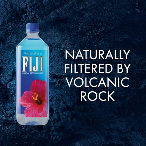FIJI Natural Artesian Bottled Water, 1 Liter / 33.8 Fl Oz (Pack of 12) | 100% Natural Electrolytes, Large Water Bottles 12 Pack, Agua