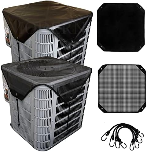 MODERN WAVE - 2 (Two) Central Air Conditioner Covers for Outside Units 36 x 36 inch - 1 (One) Top Universal Mesh Cover and 1 (One) Winter Waterproof