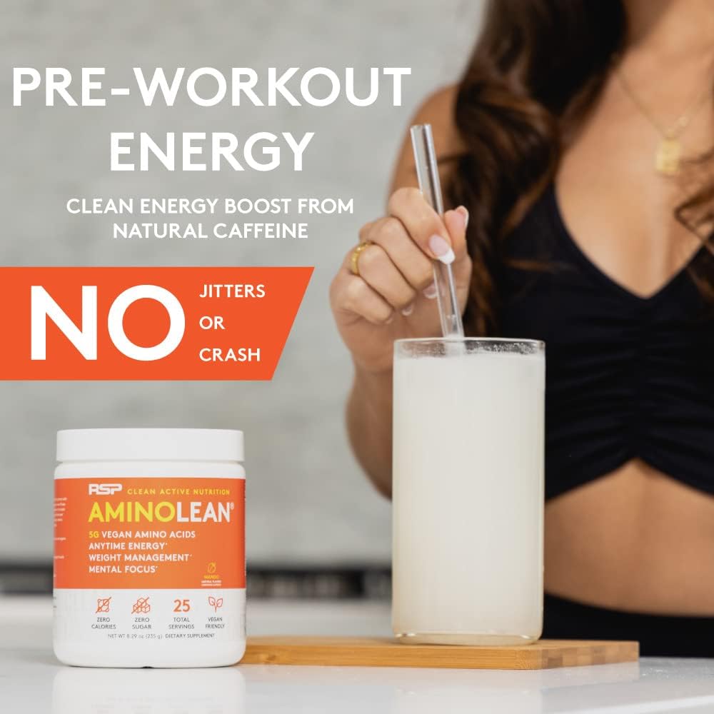 AminoLean Natural Pre Workout Powder - Amino Energy with Vegan Amino Acids