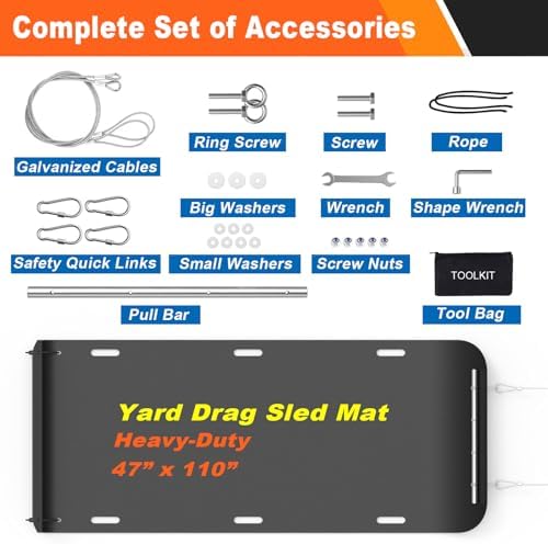 Bayattoo Heavy Duty Drag Sled Mat-Thickened Tear-Resistant HDPE with Pull Cables, Portable Yard, Hunting & Construction Hauler
