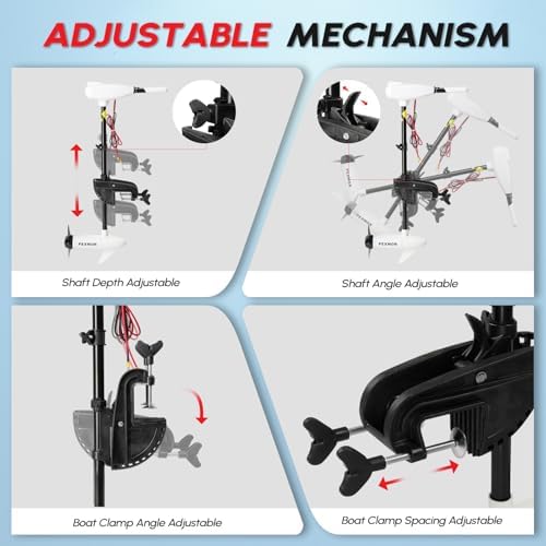 PEXMOR 8 Speed Electric Trolling Motor, Electric Outboard Boat Motor w/Adjustable Handle & LED Indicator, Transom Mounted for Saltwater, Kayak