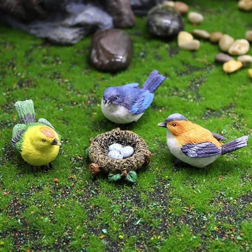3 Pcs Miniature Bird Decorative Figurines Garden Statue Birds Figures Decor Mini Bird Figures Animal Cake Topper Flower Pots Plant Ornaments Fairy
