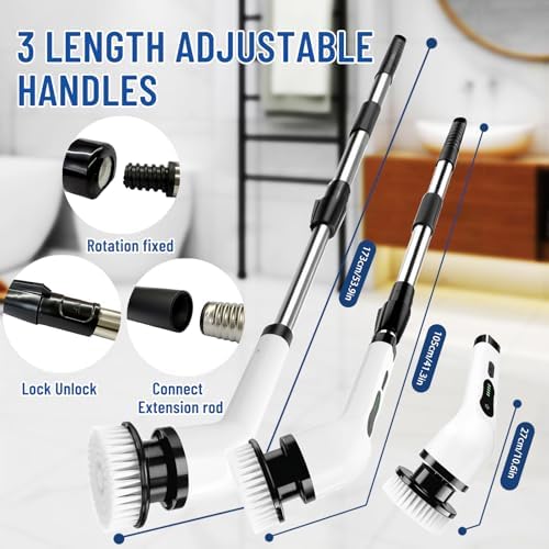 Electric Spin Scrubber, Cordless Cleaning Brush Scrubber with 12 Replaceable Brush Heads