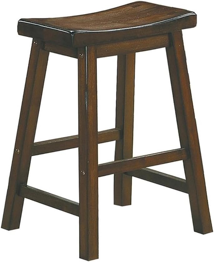 Homelegance Saddleback 24-Inch Height Barstool, Cherry, Set of 2