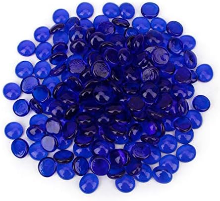 [18 Pound] Fire Glass Beads Fireglass Drops for Gas Fire Pit Fireplace Cobalt Blue Luster Reflective Decorative Glass Gems Rocks Pebbles Stone for