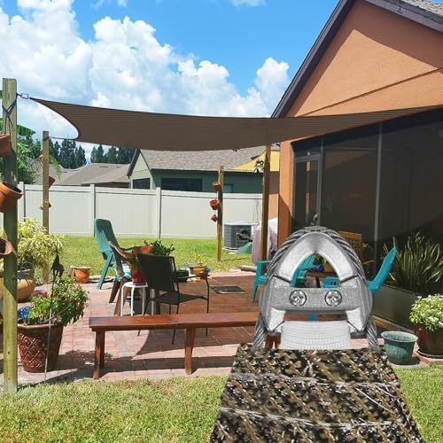 Windscreen4less 24' x 24' Sun Shade Sail with A-Ring Wire Rope Rectangle Outdoor Shade Cover for Deck Backyard Patio Garden (Brown)
