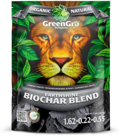 GreenGro Earthshine Biochar & Humic Acid Blend, Activated Charcoal, 2lb | Sequesters Carbon, Organic Soil Booster, Top Soil, Plant Food, Compost Tea Accelerator, Derived from Worm Castings